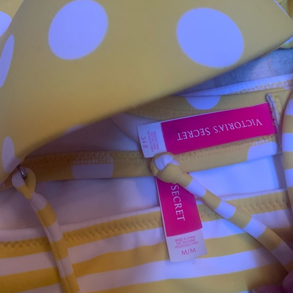 Victoria’s Secret Women’s Bikini 34B M bottoms Polka Dots and Stripes - Picture 4 of 7